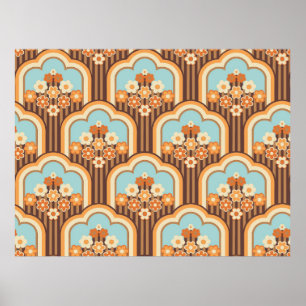 70s behang naadloos design,  bloemen poster