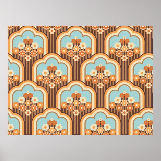 70s behang naadloos design,  bloemen poster (Voorkant)