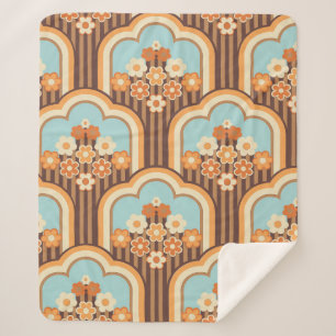 70s behang naadloos design, bloemen sherpa deken