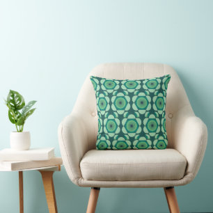 70s bloemenvibe - groen en blauw kussen