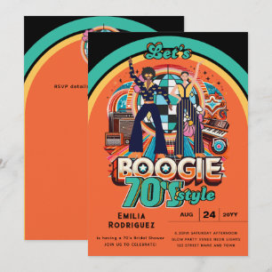 70s Boogie Retro Disco Dansende Bruids Bachelorett Kaart