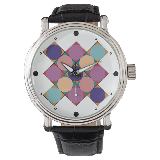 70's checkerboard pattern horloge (Voorkant)