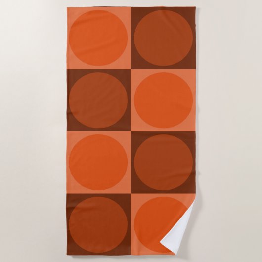 70s Checks and Circles Flame Orange Strandlaken (Voorkant)
