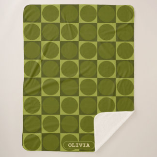 70s Checks and Circles Green Sherpa Deken