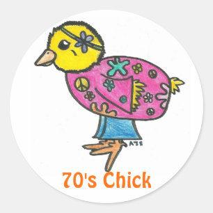 70's Chick Ronde Sticker