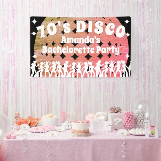 70's Disco Bachelorette Party | Roze glazige bal Spandoek (Feest)