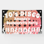 70's Disco Bachelorette Party | Roze glazige bal Spandoek (Horizontaal)