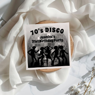 70's Disco Birthday Silver Glitter Ball Servet