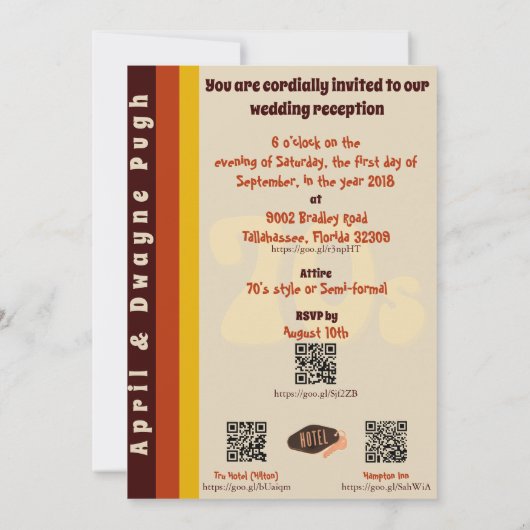 70s Disco Style Uitnodiging (Achterkant)