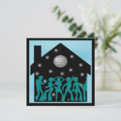 70s Disco Theme House Party Kaart (Staand voorkant)