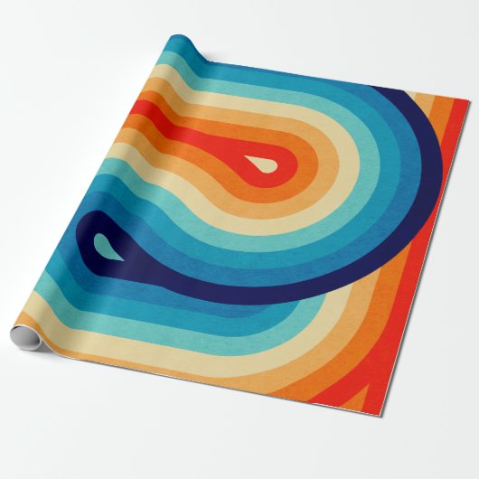 70s Double Wave Cadeaupapier (Uitgerold)