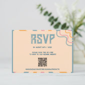 70s Floral RSVP Card met QR code (Staand voorkant)