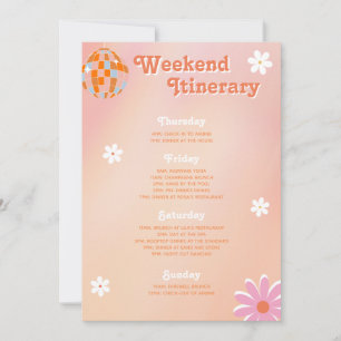 70's Flower Power Disco Bachelorette Reisplan Kaart