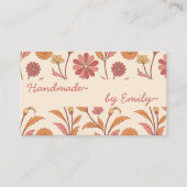 70s Flowers Handmade By Name Cream Boho Style Scha Visitekaartje (Voorkant)