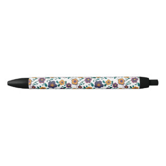70's Folk Art Ditzy Retro Daisy in Jewel Tones Zwarte Inkt Pen