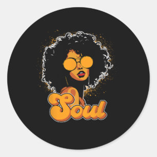 70s Funk Afro Vrouwen Soul Retro  Style Zwart Ronde Sticker