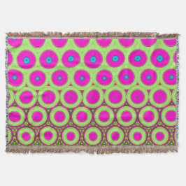 70's Geïnspireerd Neon Roze Cirkels Op Groen en Br Deken