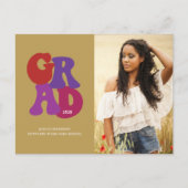 70s-Geïnspireerd Retro Afstuderen het Afstuderen v Briefkaart (Voorkant)