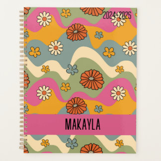 70's Geïnspireerde Retro Bloemen Maandelijkse Plan Planner