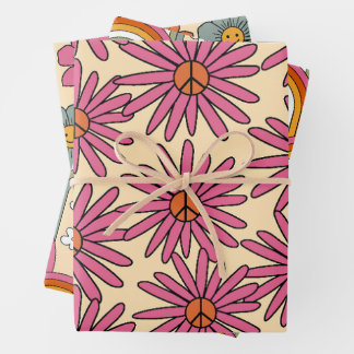 70's geïnspireerde Retro Floral geschenk wikkelbla Inpakpapier Vel