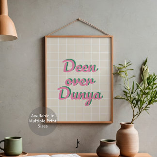 70s geruite islamitische citaten in vrolijke roze poster