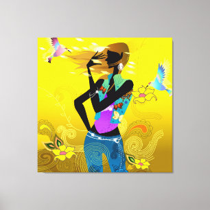 70's Girl Wrapped Canvas Afdruk