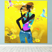 70's Girl Wrapped Canvas Afdruk (Insitu (Houten vloer))