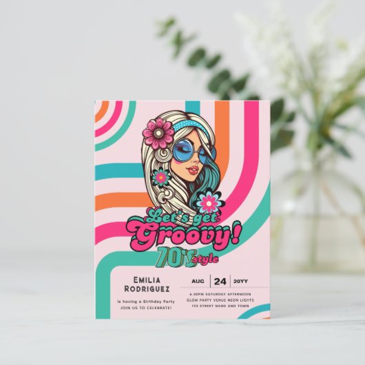 70s Groovy Boogie Retro Disco Verjaardagsfeest (Staand voorkant)