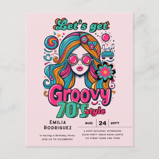 70s Groovy Boogie Retro Disco Verjaardagsfeest Flyer (Voorkant)