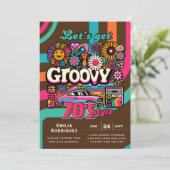 70s Groovy Boogie Retro Disco Verjaardagsfeest Kaart (Staand voorkant)