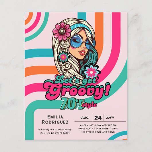 70s Groovy Boogie Retro Disco Verjaardagsfeestje (Voorkant)