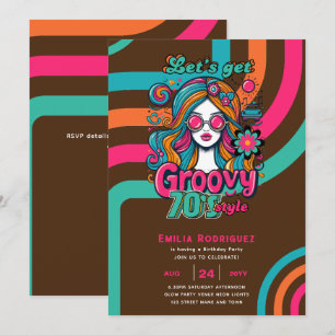 70s Groovy Boogie Retro Disco Verjaardagsfeestje Kaart