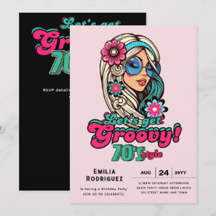 70s Groovy Boogie Retro Disco Verjaardagsfeestje Kaart
