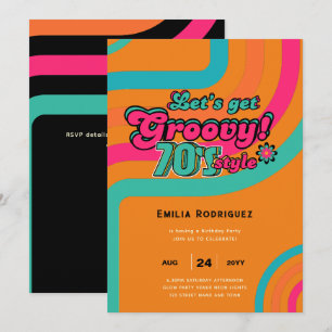 70s Groovy Boogie Retro Disco Verjaardagsfeestje Kaart