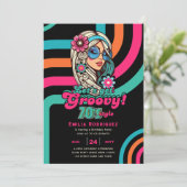 70s Groovy Boogie Retro Disco Verjaardagsfeestje Kaart (Staand voorkant)