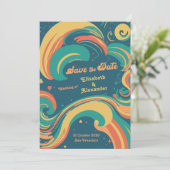 70's groovy disco Save the date Kaart (Staand voorkant)