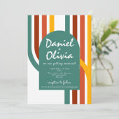 70's Groovy Element bekleed met fotobruiloft Kaart (Staand voorkant)