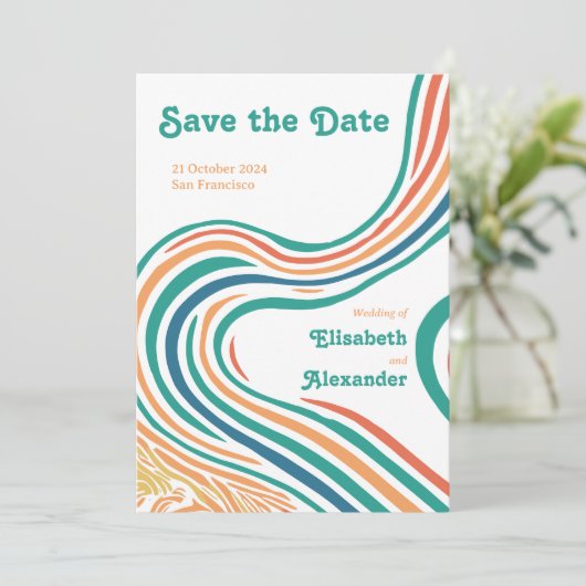 70's groovy golven, red de datum kaart (Staand voorkant)