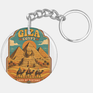 70s Groovy Grote Piramides van Gizeh Sleutelhanger