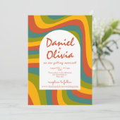 70's Groovy met QR bruiloft uitnodiging (Staand voorkant)