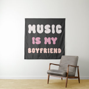 70s Groovy Typography - Muziek is mijn vriend Wandkleed