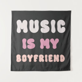 70s Groovy Typography - Muziek is mijn vriend Wandkleed