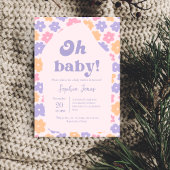 70s Hippie Floral Gingham Baby shower uitnodiging