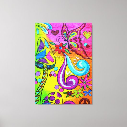 70's hippie psychedelische vlinder canvas (Voorkant)