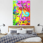 70's hippie psychedelische vlinder canvas afdruk (Insitu (Slaapkamer))