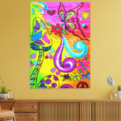 70's hippie psychedelische vlinder canvas afdruk (Insitu (Woonkamer))