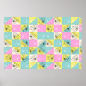 70s kleurrijk, ingecheckt ventilatorpatroon poster (Voorkant)