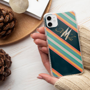 70s kleurrijke Stripes Monogram initialen esthetis iPhone 11 Hoesje