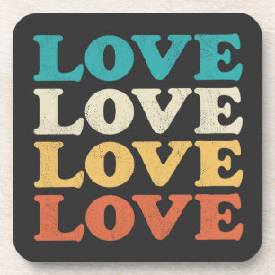 70s Liefde Retro Distressed Repeat Type Bier Onderzetter