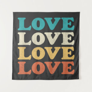70s Liefde Retro Distressed Repeat Type Wandkleed